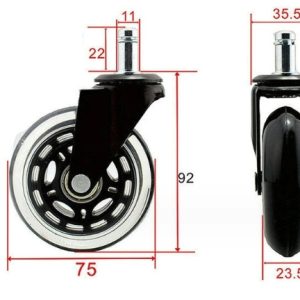 Guminiai kaučiukiniai kėdžių ratukai aukštis